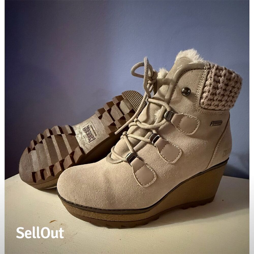 Cougar Women's Brown Waterproof Wedge Platform Ankle Boots Size 7